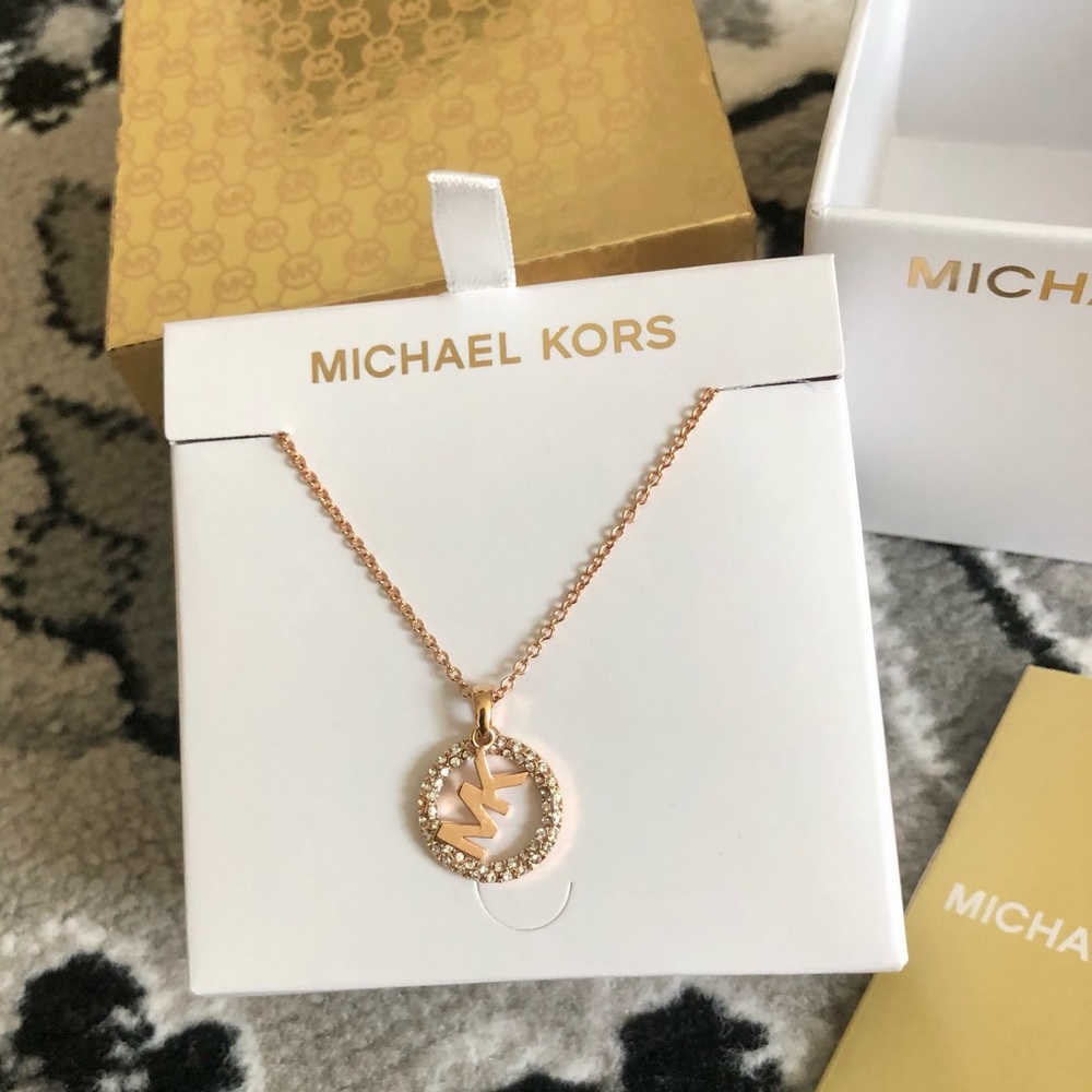Michael Kors Crystal MK Logo Pendent Necklaces - Picture 3 of 4